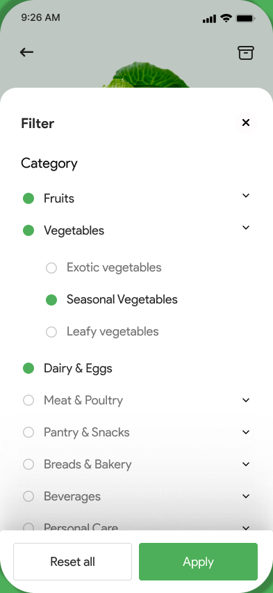 FarmFood product filter